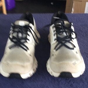 White Athletic Sneakers with Black Accents